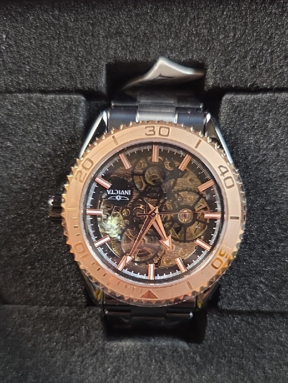 Invicta Automatic Skeleton Black Rose Gold Watch 69764 New With Box - Picture 2 of 4
